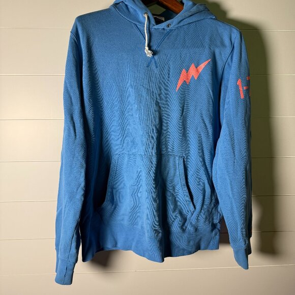 Nike Track & Field 1-77 Hoodie Vintage Distressed Blue with Orange Sz Large - Picture 1 of 14